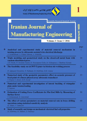 Iranian Journal of  Manufacturing Engineering